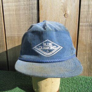 Vintage Blue Diamond Almonds Corduroy Snapback Baseball Hat Cap